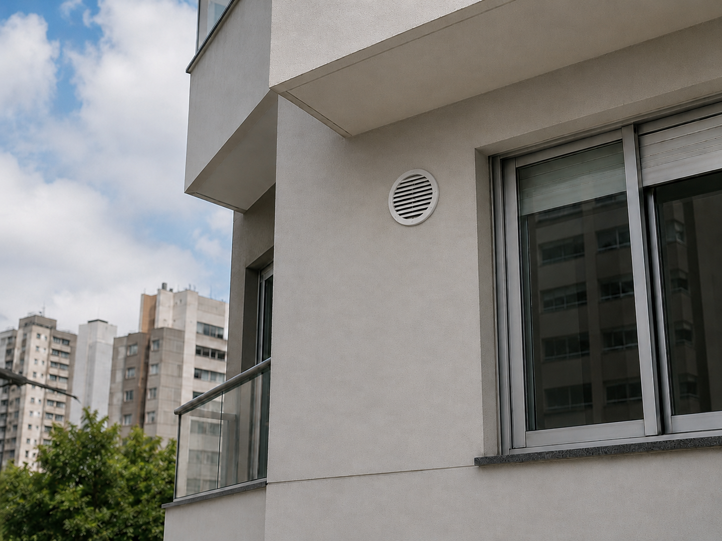 Grade de Ventilação de Encaixe 150 mm com Tela Anti-inseto – preta e branca em aplicação