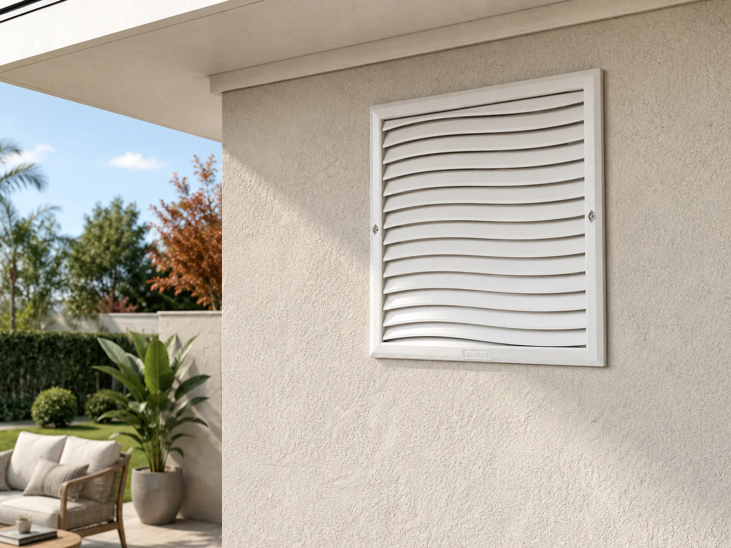 Grelha de Ventilação 25x25 cm com Tela Anti-inseto em aplicação