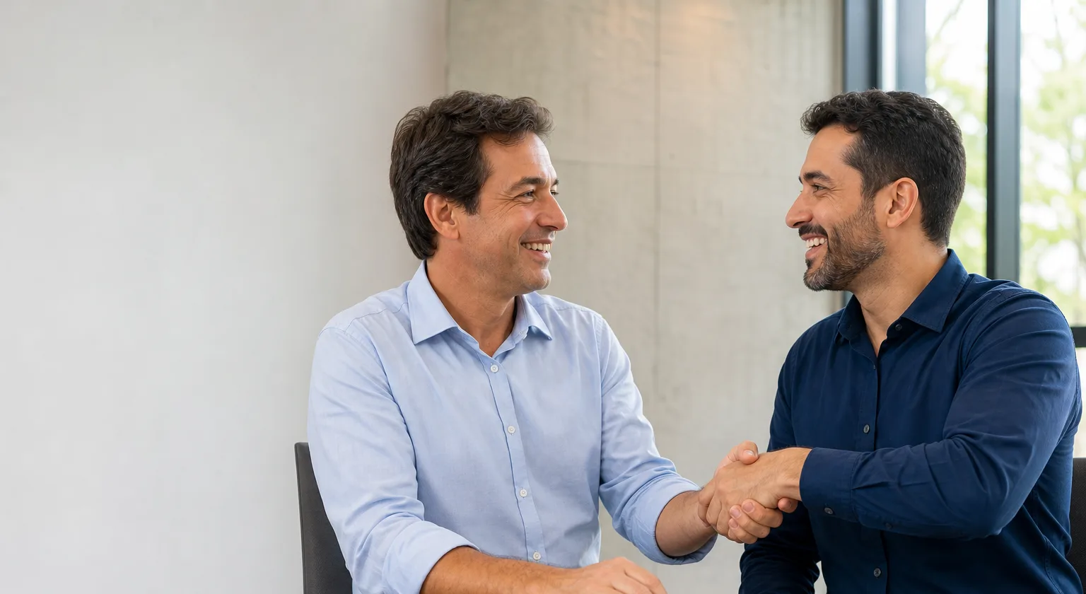 Equipe comercial apresentando produtos de ventilação a um cliente